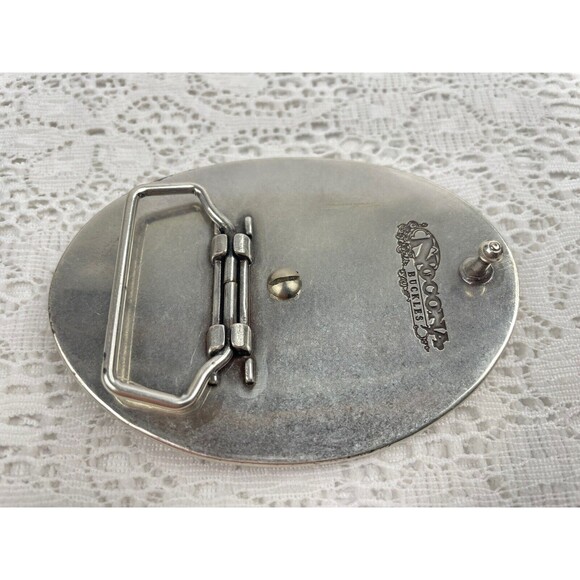 Running Jumping Deer in Nature Vintage Nocona Belt Buckle W/  camouflage backing - Picture 2 of 7